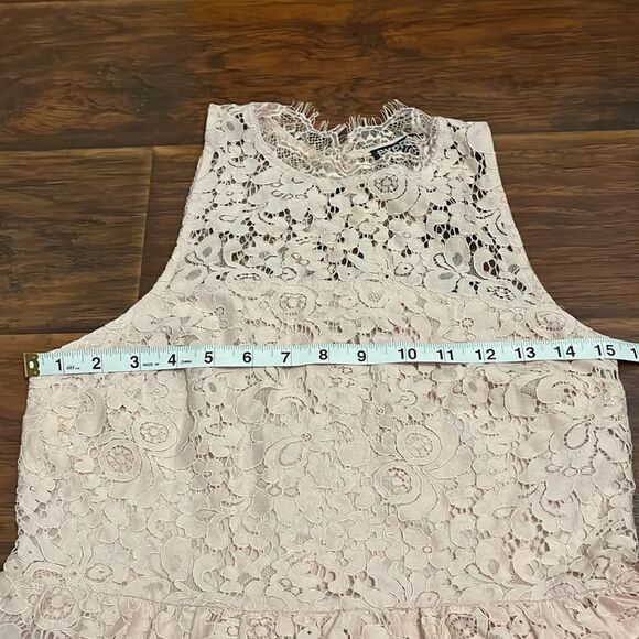 Express Pink Lace Tiered Style Dress Feminine Contemporary Boho Cottage Core - Picture 9 of 16